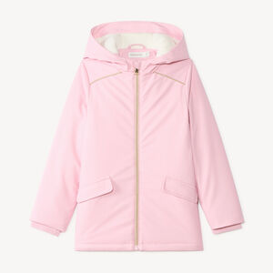 Parka gomme déperlante fille à capuche zippée unie 