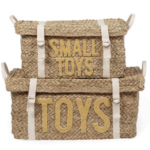 Paniers de rangement sous forme de coffres en Rotin Jaune 2pcs 