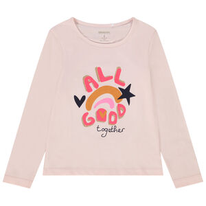 T-shirt manches longues print fantaisie pailleté pour fille 