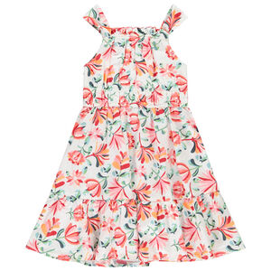 Robe sans manches taille empire à fleurs et évasé fille 