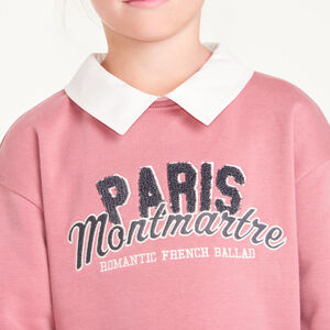 Robe effet sweat fille avec col chemise  