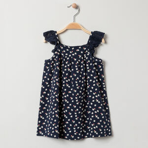 Tunique à manches en broderie anglaise et colombes imprimées 