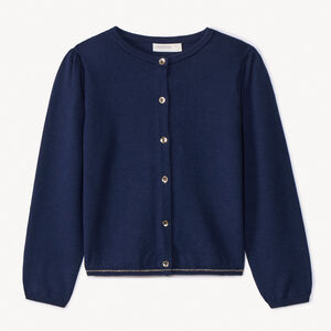 Gilet en tricot uni avec boutons pailletés pour fille 