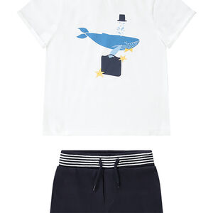 Ensemble de plage t-shirt print baleine + short pour garçon 