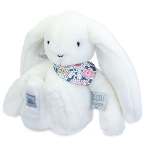 Peluche Lapin Fleurette 25cm Blanc 