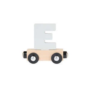 Lettre "E" wagon en bois - gris clair 