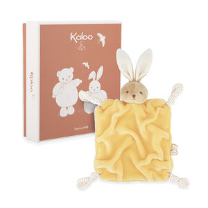 Doudou plat carré lapin jaune 