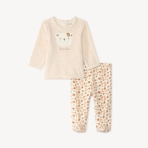 Pyjama 2 pièces bébé fille broderie ourson 