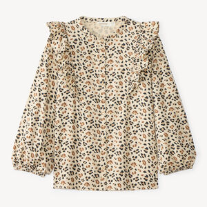 Chemise manches longues fille imprimé léopard 