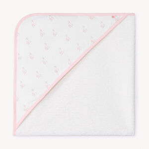 Cape de bain bi-matière imprimé lapins pour bébé fille 