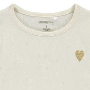 T-shirt manches courtes côtelé à cœur brodé pour fille 