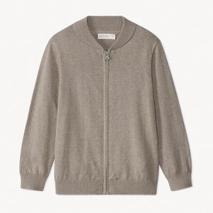 Gilet zippé col teddy en tricot uni pour garçon 