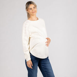 Pull en tricot avec manches ajourées pour femme 