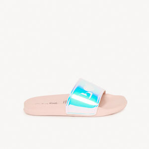 Mules à bride iridescente et print Love fille 