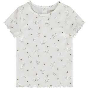 T-shirt manches courtes côtelé et imprimé pour bébé fille 