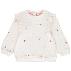 Sweat molleton brodé et volanté pour bébé fille  