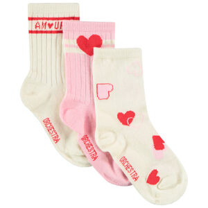 Lot de 3 paires de chaussettes hautes Cœurs pour fille 