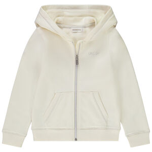 Gilet à capuche uni molletonné et brodé fille 