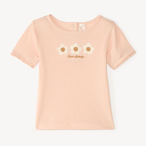 T-shirt manches courtes bébé fille broderie fleurie 
