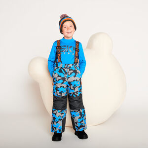 Pantalon de ski imprimé camouflage à bretelles amovibles pour garçon  