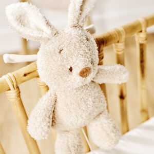 Peluche musicale teddy bébé lapin - Beige - 25cm 