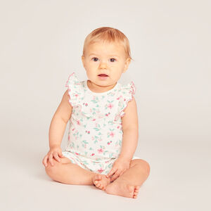 Lot de 2 combinaisons courtes motifs fleuris pour bébé fille 
