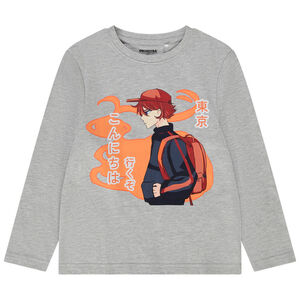 T-shirt manches longues en jersey print manga pour garçon 