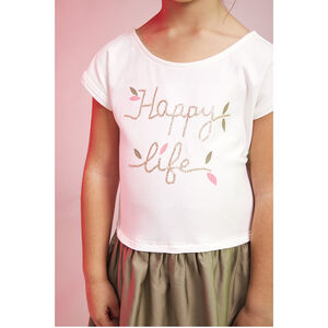 Robe bi-matière effet 2 en 1 avec message en sequin pour fille 