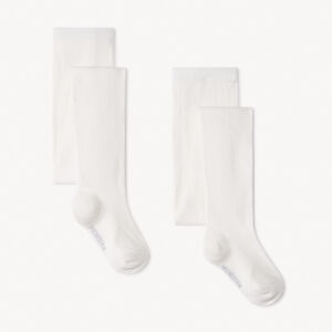 Lot de 2 collants épais unis pour enfant fille 