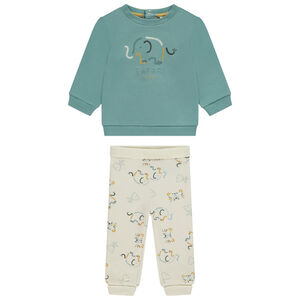 Ensemble jogging molleton motifs éléphant pour bébé garçon 