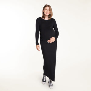 Robe longue de maternité en maille côtelée 