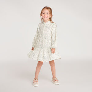 Robe fille manches longues imprimé fleurs et papillons 