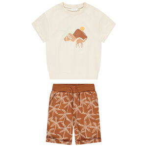 Ensemble 2 pièces avec bermuda imprimé palmiers pour garçon 
