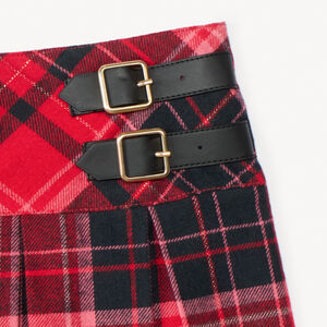 Jupe courte imprimée tartan avec boucles fantaisie pour fille  