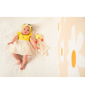 Doudou en velours et double gaze de coton petit poussin pour bébé 