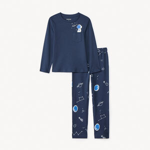Set pyjama long motifs espace pour garçon 