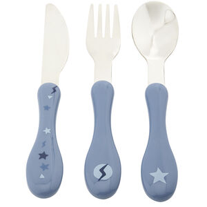 Set de 3 couverts en métal 2ème âge Yummix bleu 