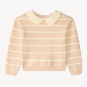 Pull fille style marinière avec col Claudine 