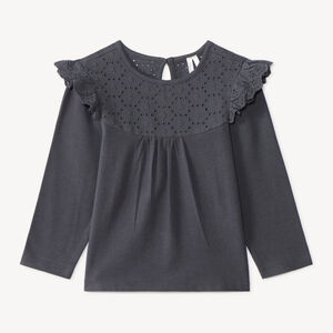 T-shirt à manches longues bébé fille avec broderie anglaise 