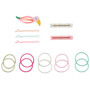 Lot de 6 barrettes fantaisie + 10 élastiques fille 