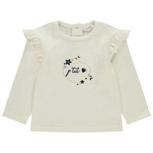 T-shirt manches longues volantées à broderie pour bébé fille 