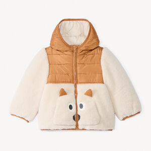 Veste ludique bi-matière à capuche pour bébé garçon 