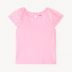 T-shirt manches courtes en popeline uni pour bébé fille 