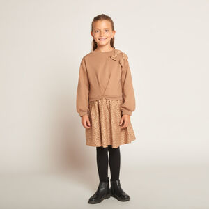 Robe effet 2 en 1 bi-matière imprimé léopard pour fille 