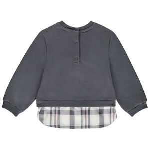 Sweat bi-matière effet 2 en 1 pour bébé fille 
