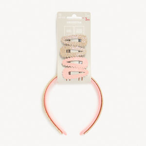 Set de 2 serre-têtes + 4 barrettes à paillettes pour fille 