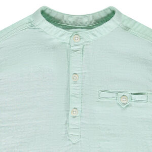 Chemise manches courtes uni à col tunisien pour garçon  