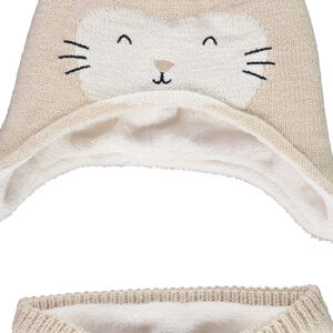 Ensemble en tricot bonnet chat + snood pour bébé fille 