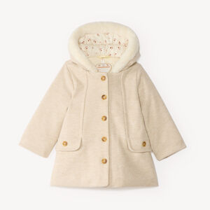 Manteau en drap de laine uni pour bébé fille 