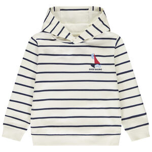 Sweat à capuche marinière fantaisie en molleton pour garçon  